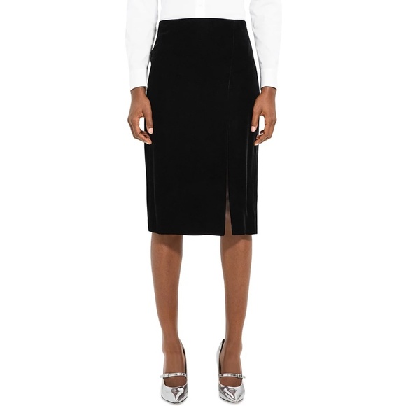 NEW Theory Slit Pencil Skirt in Stretch Velvet Sz. 14 - Picture 2 of 5